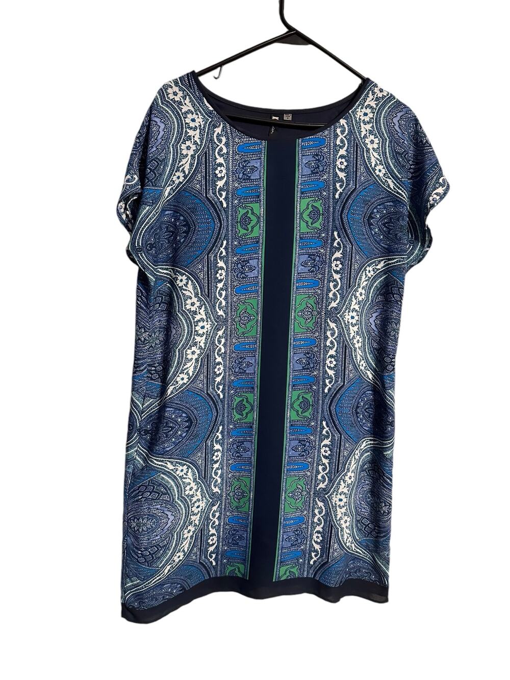 KUT From the Kloth Blue Short Sleeve Geometric Shift Dress Size 8